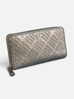 Coach Madison Metallic Woven Zip Wallet in warm gunmetal
